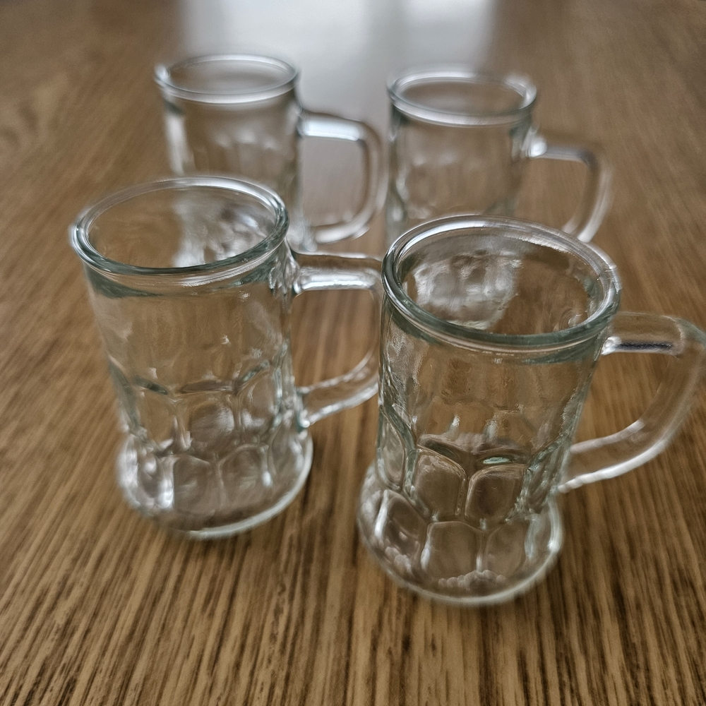 REIMS FRANCE Glasses Mini Beer Mugs Shot Glass Set of 4 Vintage